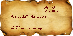 Vancsó Meliton névjegykártya
